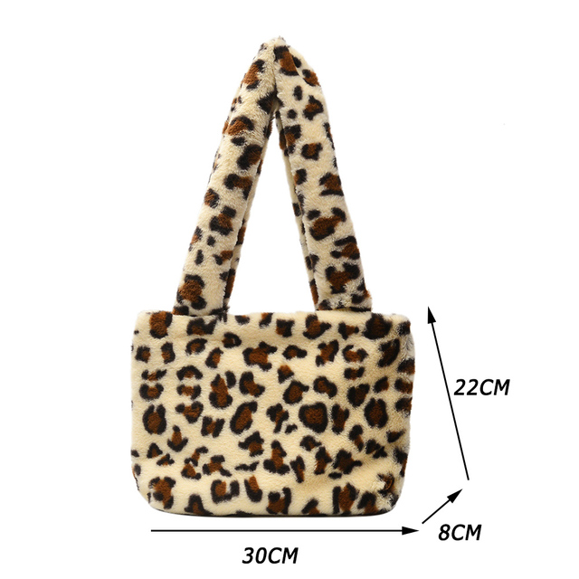 2021 Autumn Winter Female Plush Portable Women Handbag Vintage Animal Print Shoulder Bags Travel Bags