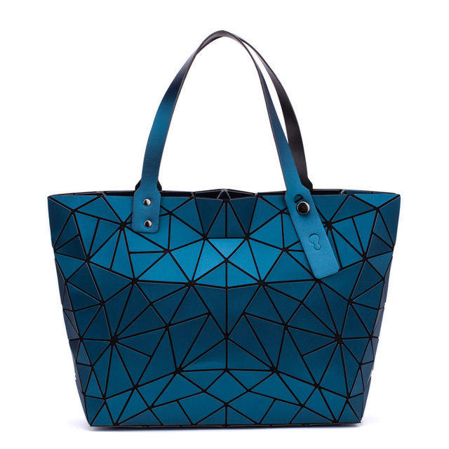 Geometric women's handbag, diamond tote bag, laser foldable shoulder bag, casual shopping bag