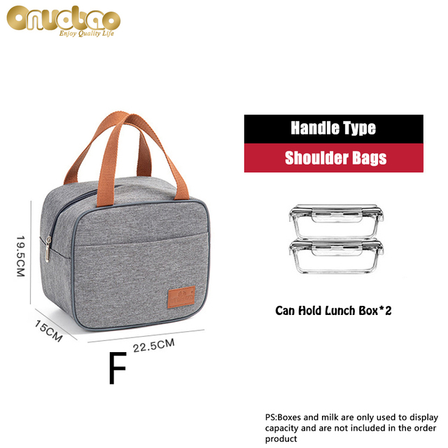 Thermal lunch bag for men and women gray Oxford cloth aluminum foil insulation multi-size shoulder bag waterproof camping bag