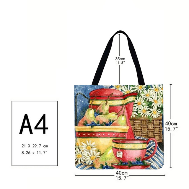 Practical Linen Square Shopping Bag Casual Ladies Daily Shopping Bag Large Capacity Storage Household Handbags