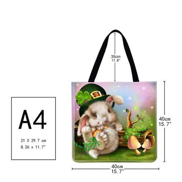 Fashionable Ladies Hamster Shoulder Shopping Bag Linen Printing Pattern Eco-friendly Tote Large Capacity Handbags