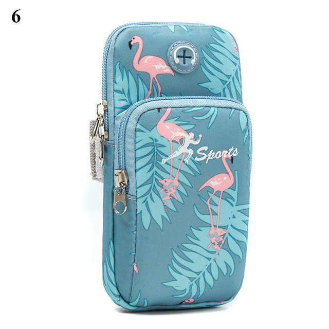 Mobile Phone Arm Bag Flamingo Flower Print Outdoor Sports Running Armband Handbag Holder Bag Gym Pouch for iPhone 12 11 Pro Max