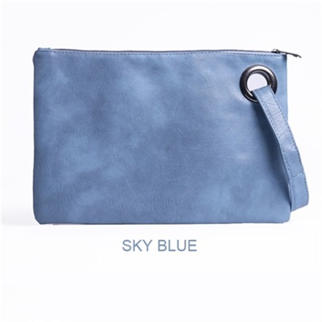 Solid Fashion Handbag Women Clutch Bag Leather Women Envelope Bag Zipper Evening Bag Female Clutches Handbag