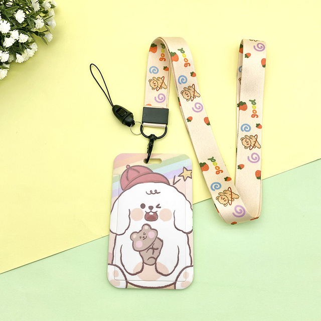 Cartoon ID Credit Card Holder Bank Students Bus Card Case Hand Rope Visit Door ID Badge Cover Cards for Women Men Pendants