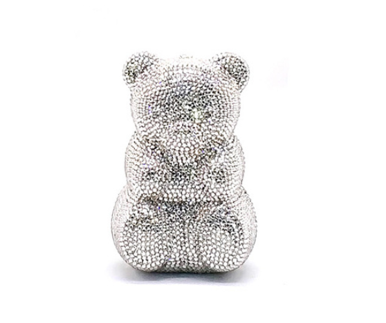 Women's Perforated Bear Handbag,Bear Perforated Crystal Handbag,Cocktail Purse,Shoulder Bag,Gifts