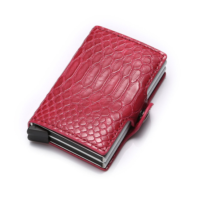 Women Counter Rfid id Credit Card Holder Case Wallet Crocodile Business Bank Card Holder Bag Pink Creditcard Visit Card Holder Trolley