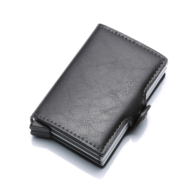 2022 Carbon Fiber Card Holder Double Man Anti-RFID Credit Card Case Metal Wallet Business Bank Small Size Wallet