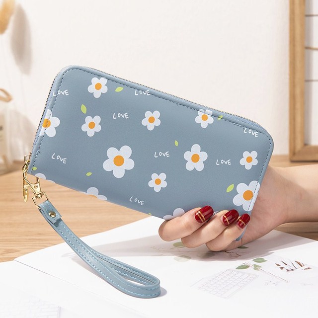 Women Lady Wallets Flower Long Zipper Coin Purse Cards Holder Woman Bags Purse Purse Purse Clutch Money Wristlet