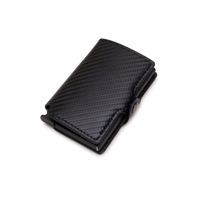 DIENQI - Carbon Fiber Leather Anti RFID Wallet For Men Women Slim Mini Wallet Card Holder