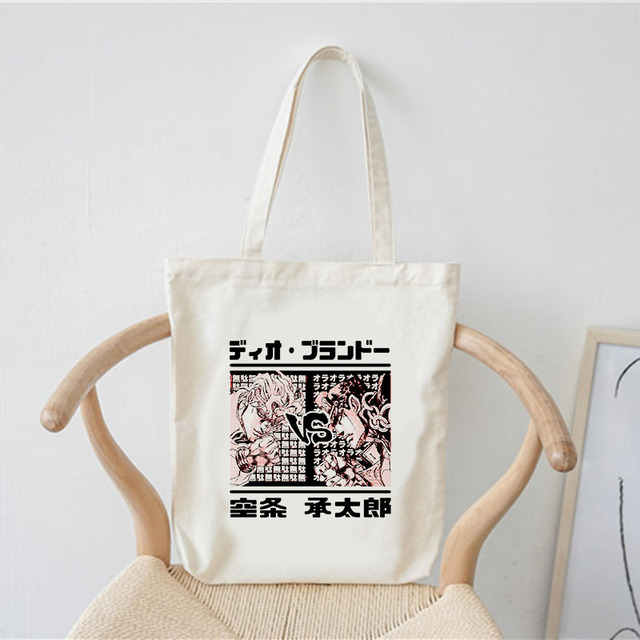 jojo bizarre adventure shopping bags customize logo bag women handbags large designer shopper shoulder canvas bag tote bag