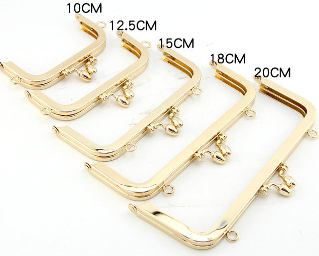 Delicate Head Buds No Screw Hole Purse Frame 10/12.5/15/18/20cm Golden DIY Handmade Kiss Lock Bag Coin Purse