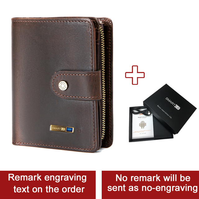 Bluetooth Smart Wallet Compatible Anti-lost Genuine Leather Men Wallets Card Holder Wallet Finder Gifts Free Engraving