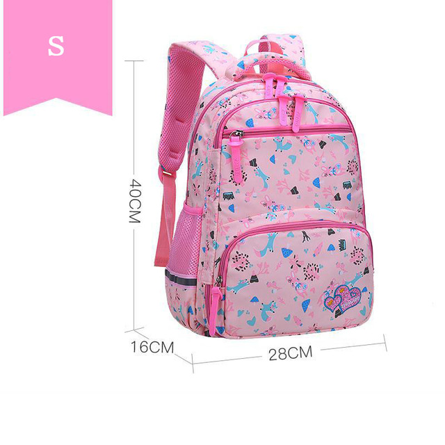 Cartoon Floral Print School Backpack For Girls , 1-6 Orthopedic School Bags For Girls