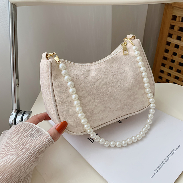 Fashion Women Nylon Underarm Shoulder Bags Pearl Color Small Bags Casual Lady Clutch Luxury Brand Designer Handbags