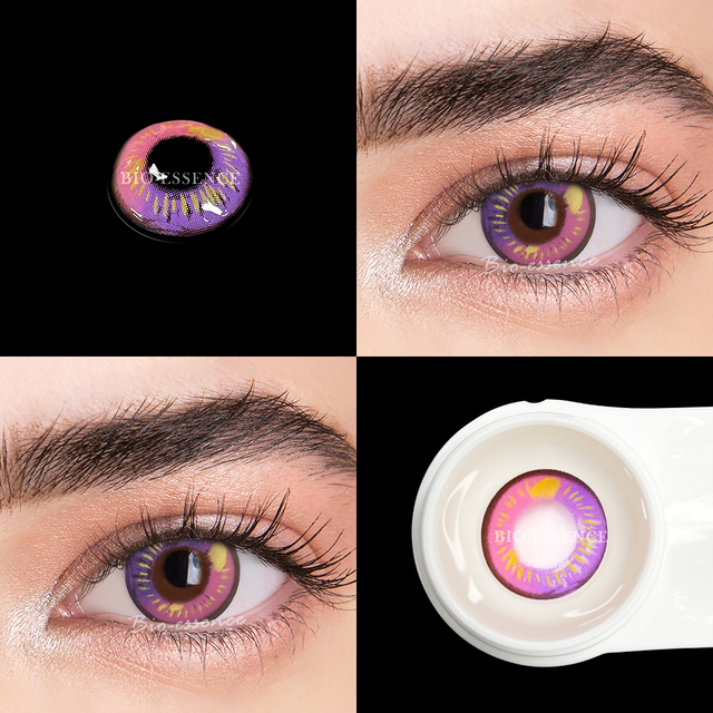 Bio-essence 1 Pair Purple Lenses Cosplay Colored Contact Lenses For Eyes Anime Accessory Shinobuko Lenses Demon Slayer Anime Lens