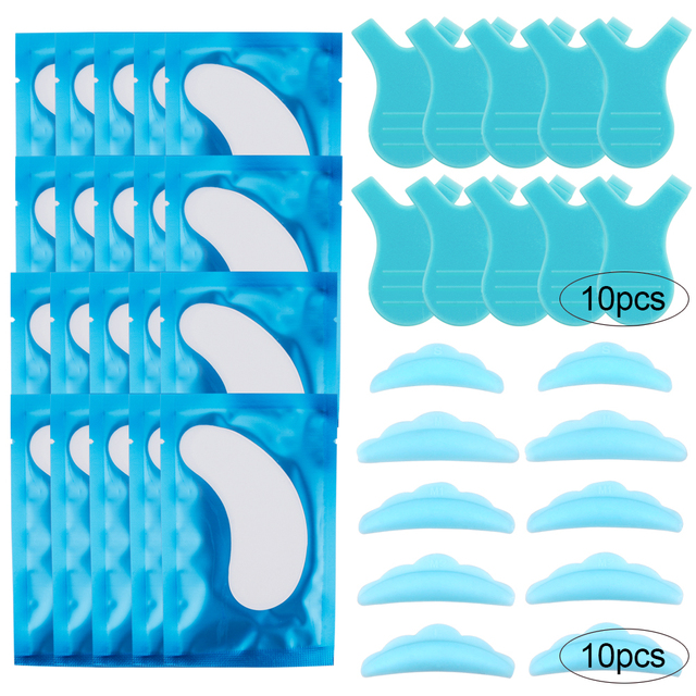 40/70pcs Y Shape Brush Silicone Eyelashes Curler Reusable Lash Lifting Perm Pad Hydrogel Patches Under Eye Eyelash Extension Kit