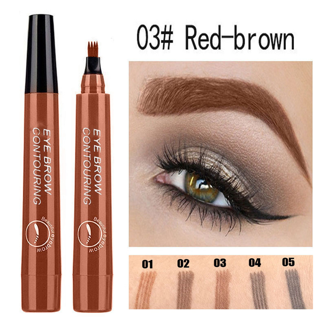 FOCALLURE - 4 Prong Liquid Eyebrow Pencil, Natural Makeup, Waterproof, Durable, Easy to Create Wild, TSLM1