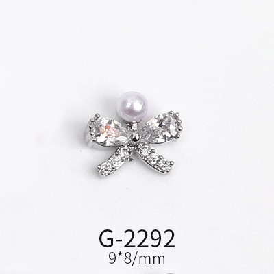 Nail Art Jewelry Net Red Nail Art Real Gold Zircon Bow Jewelry Micro-inlaid Nail Diamond Decoration G-2287 Nail Art Decorations