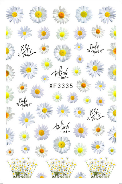 Elegant Daisy Autumn Leaves Nails Art Manicure Back Glue Sticker Decorations Design Nail Sticker Beauty Nails