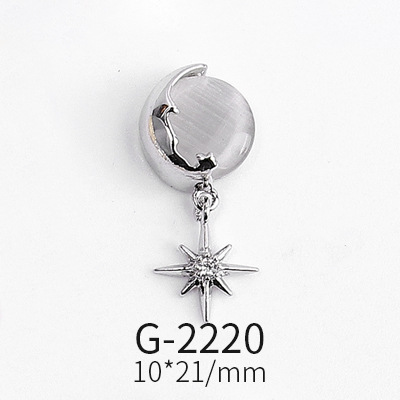 Nail Art Accessories Real Gold Micro Inlaid Zircon Nail Diamond Pentagram Cat's Eye Crane Nail Art Decoration G-2215