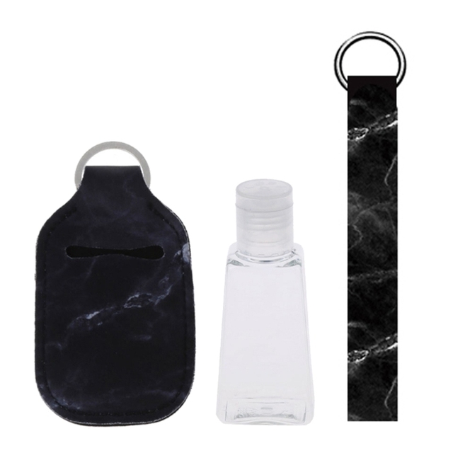 Portable 1oz Refillable Empty Travel Bottles With Keychain Holder Wristlet Set Keychain Bottle Container With Flip Caps