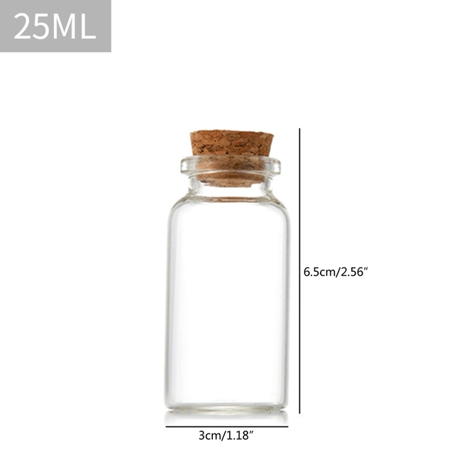 D2TA Small Glass Bottles Jars with Wood Corks Stoppers Small Glass Jars Wishing Bottles Message Bottle for Halo Wedding Gifts