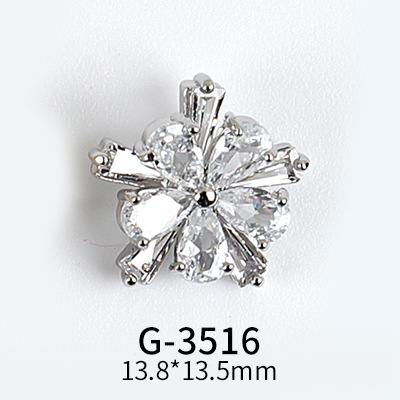 New Nail Art Real Gold Snowflake Zircon Ornaments Exquisite Snowflake Zircon Christmas Style Snowflake Pendant G-3511