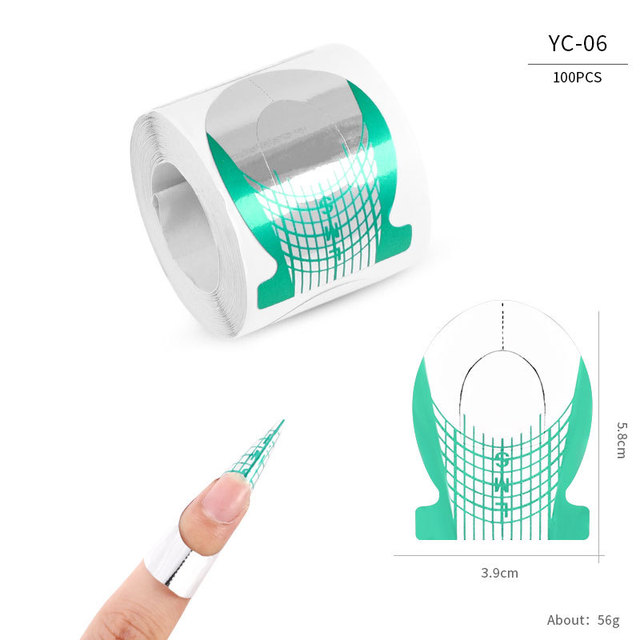 100pcs/lot French Nail Forms UV Gel Polish Extension Builder Guide Stencil Curve Sticker Template Decal Manicure Nail Art Tools