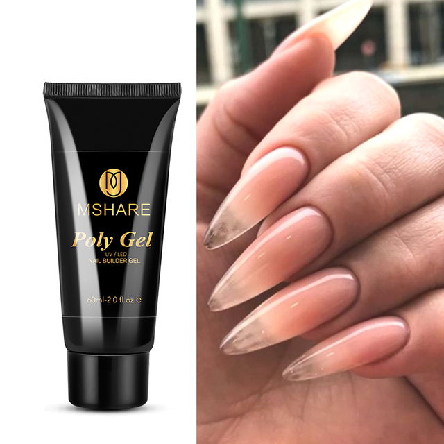 MSHARE Acrylic Gel Black 60ml Poly Builder Crystal Gel Nail Tips UV Builder Nail Extensions