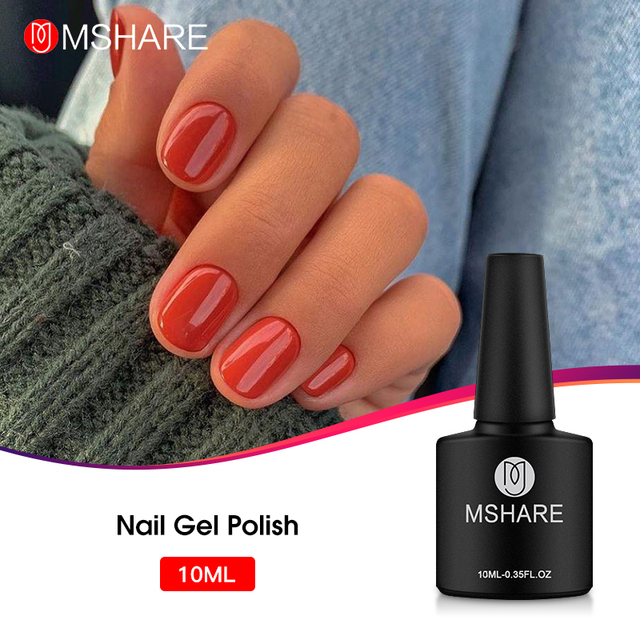 Mshare Nude Nail Gel Polish Soak Off UV Nail Gel Base Coat Nail Art Top Coat Varnish Semi Permanent Curing With Nail Dryer