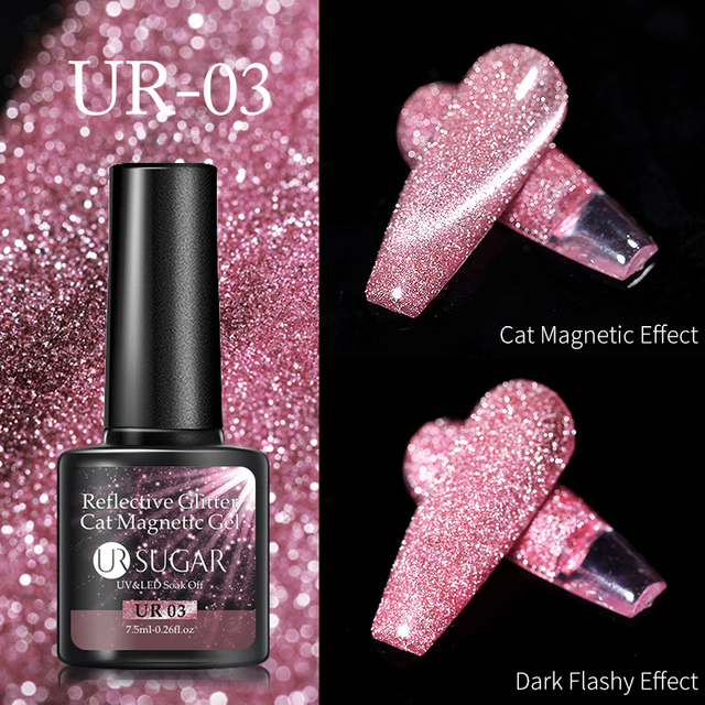 UR SUGAR 7.5ml Disco Reflective Cat Magnetic Gel Nail Polish Auroras Iridescent Glitter Sequins Soak Off Nails Art UV Varnish