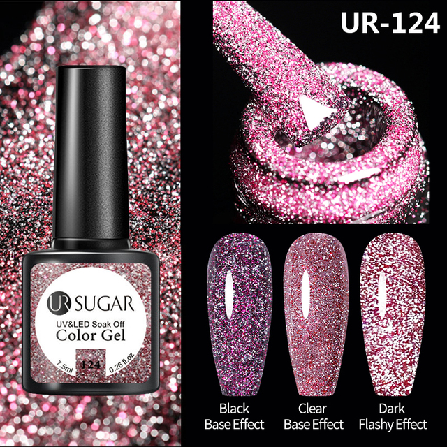 UR SUGAR 7.5ml Glitter Reflective Gel Nail Polish Manicure Nail Art Semi Permanent UV LED Nail Polish Lamp