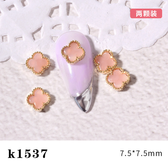 3pcs New Japanese Manicure Metal Amber Four-leaf Clover Shell Butterfly Manicure Gold Edge Irregular Gemstone Jewelry