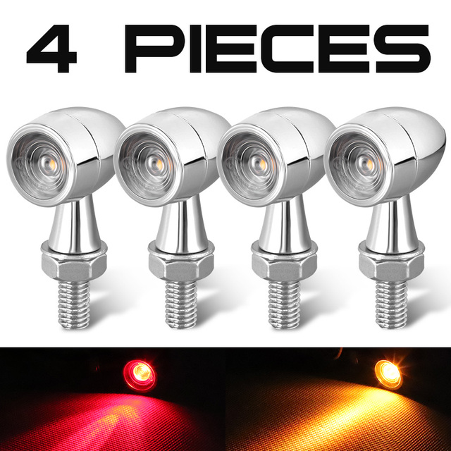 Mini motorcycle LED turn signal light chrome moto blinker light blinker clignut ant moto led for Kawasaki for Suzuki 12V