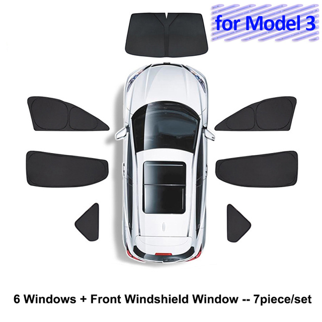 Sunshade For Tesla Model 3 2022 Car Accessories Side Window Sun Shade Privacy Louver Blinds Shade Net Rear Windshield