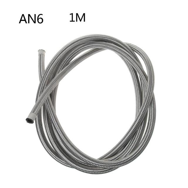 1/3 Meter AN4 AN6 AN8 AN10 Stainless Steel Braided Brake Oil Gas Fuel Line Hose Silver/Black Color New