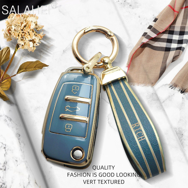 TPU Car Key Cases Cover Shell For Audi A3 A4 A5 C5 C6 8L 8P B6 B7 B8 C6 RS3 Q3 Q7 TT 8L 8V S3 Interior Accessories Keychain