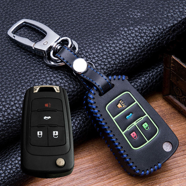 New Luminous Leather Car Key Case For Chevrolet Cruze Aveo Trax Opel Astra Corsa Meriva Zafira Antara J Mokka Badge For Buick