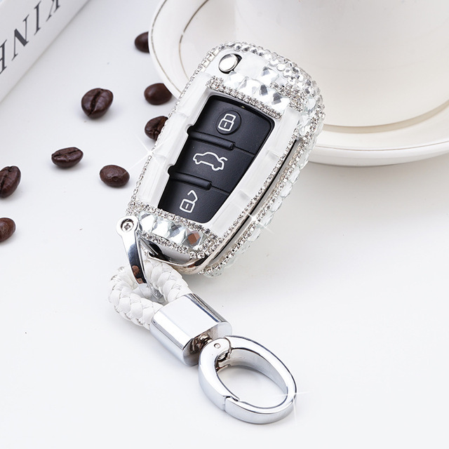 Luxury Diamond Crystal Styling Car Key Case Cover For Audi A1 A3 A4 A5 Q7 A6 C5 C6 Auto Remote Control Holder Shell Keychain Accessories