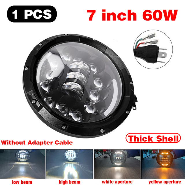 45W/60W/75W/80W/90W Car Led 7 Inch Car Accessories Angel Eyes H4 Led Headlight For Lada Niva 4X4 Uaz Hunter Hummer