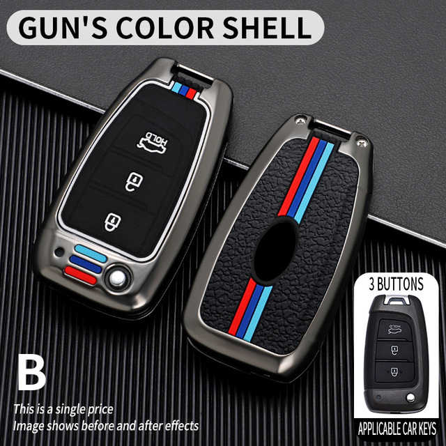 Car Key Case For Hyundai Elantra Solaris Tucson i30 i35 i40 KONA Genesis Santa Fe Azera Zinc Alloy Car Key Case Cover