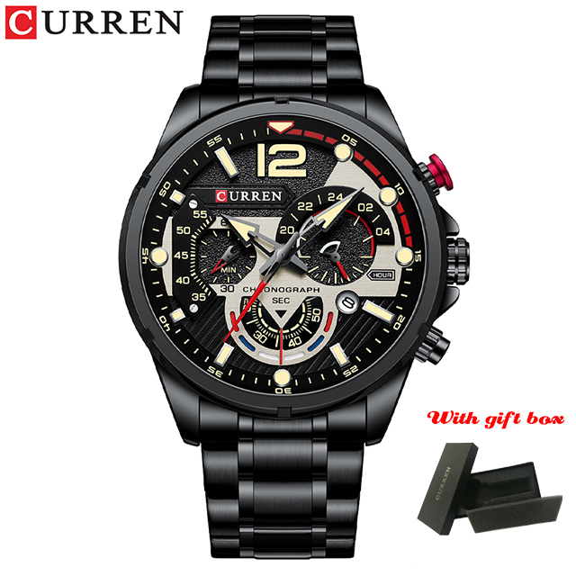 CURREN Casual Business Chronograph Waterproof Stainless Steel Men's Watch New Luxury Fashion Quartz Men's Watches