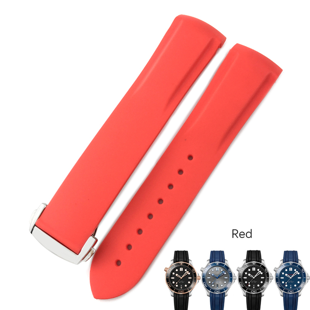 18mm 19mm 20mm 21mm 22mm rubber silicone watches bands for Omega 300 speedmaster strap brand watchband blue black orange