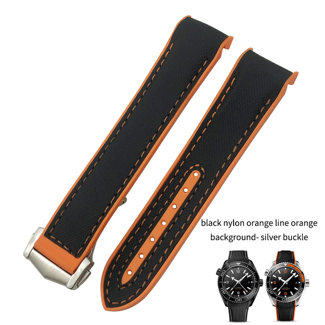 19mm 20mm 21mm 22mm Rubber Leather Watchband Fit For Omega Planet Ocean Seamaster Diver 300 Silicone Nylon Sports Watch Strap