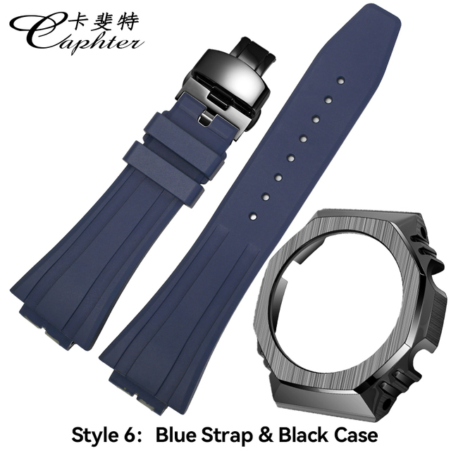 Casioak 1rd Fashion Kit for GA2100 Metal Watch Case Fluororobber Strap 316 Stainless Steel Bezel Rubber Band for GA 2100 2110