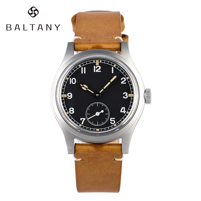 Baltany Dirty Dozen Watch Men 36mm Bubble Sapphire Sea Gull ST1701 Swiss Lumi Automatic Mechanical Vintage Military Wristwatches