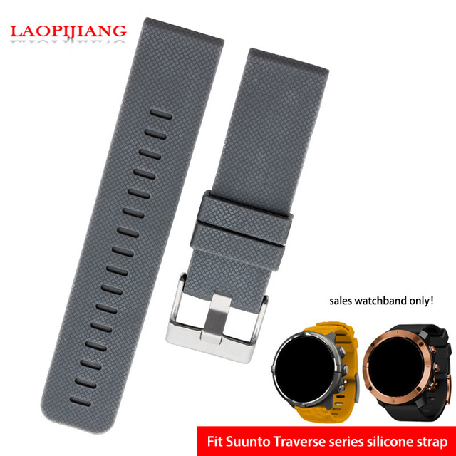 High quality waterproof rubber watchband fit suunto TRAVERSE Alpha series watch 24mm silicone straps with stainless steel clasp