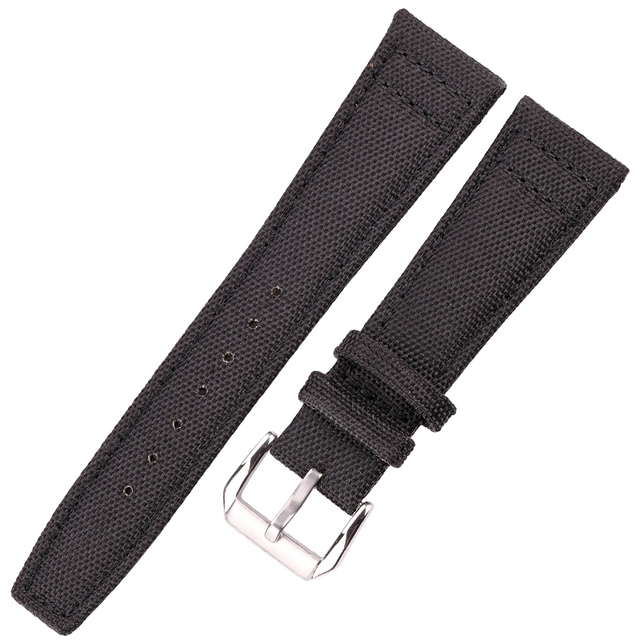 Nylon Canvas + Genuine Leather Watchband 20mm 21mm 22mm Black Green Blue Women Men Watch Band Strap With Pin Buckle