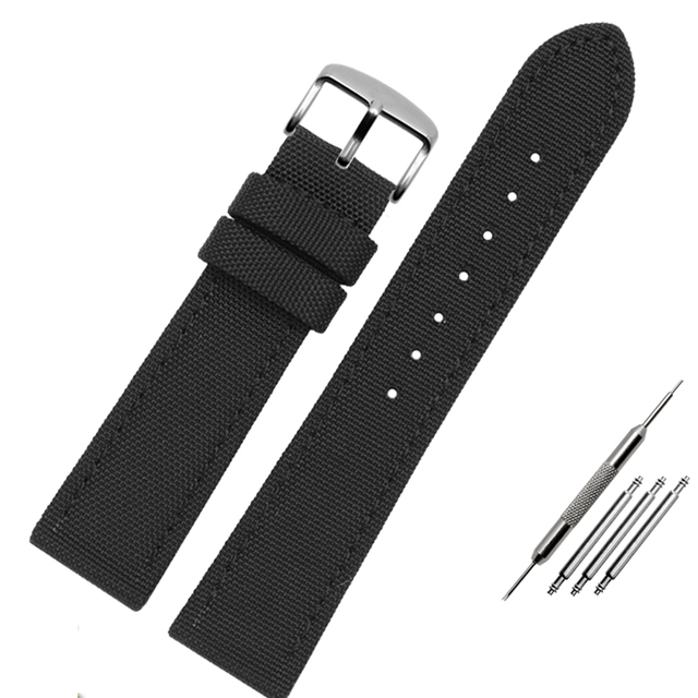 Canvas Leather Bottom Watch Band Replacement For Tissot For Seiko Nylon Strap For Timex Watch Accessories 18mm 20mm 21mm 23mm