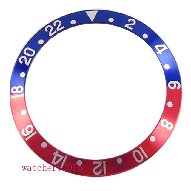 38mm watch bezel black blue red coffee aluminum alloy bezel insert fit 40mm SUB parnes men's watch